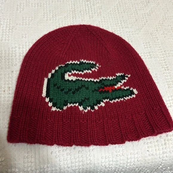 372. 🐊 Lacoste beanie cap/hat wool blend - Picture 5 of 6